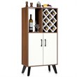 Costway Wooden Bar Cabinet Buffet Sideboard Storage Cupboard in Walnut/White
