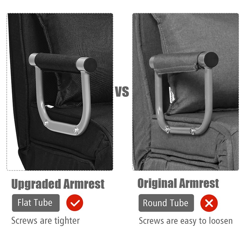 Costway Sponge Folding 5-position Convertible Sleeper Bed with Pillow in Black