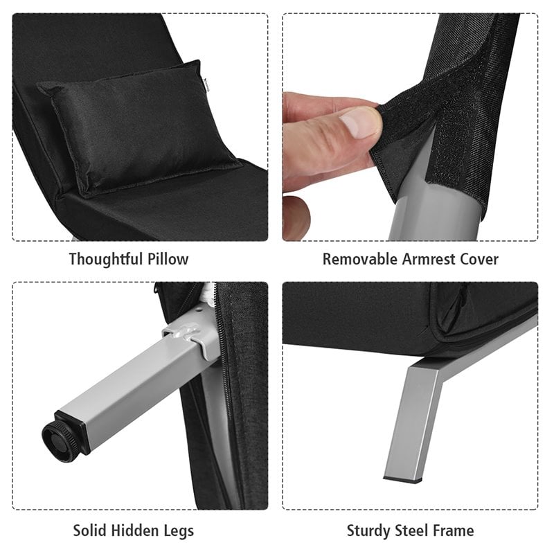 Costway Sponge Folding 5-position Convertible Sleeper Bed with Pillow in Black