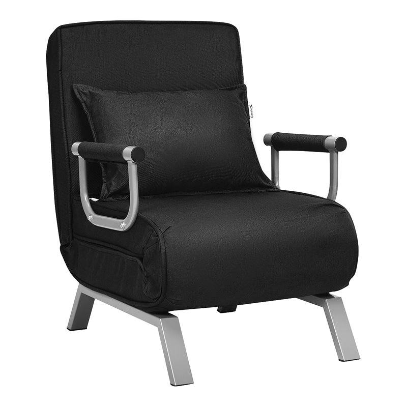 Costway Sponge Folding 5-position Convertible Sleeper Bed with Pillow in Black