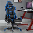 Costway Faux Leather Swivel Massage Gaming Chair with Footrest in Blue Finish