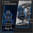 Costway Faux Leather Swivel Massage Gaming Chair with Footrest in Blue Finish
