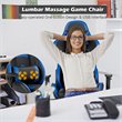 Costway Faux Leather Swivel Massage Gaming Chair with Footrest in Blue Finish