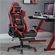 Costway Faux Leather Swivel Massage Gaming Chair with Footrest in Red