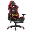 Costway Faux Leather Swivel Massage Gaming Chair with Footrest in Red