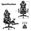 Costway Faux Leather Swivel Massage Gaming Chair with Footrest in White