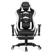 Costway Faux Leather Swivel Massage Gaming Chair with Footrest in White