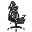 Costway Faux Leather Swivel Massage Gaming Chair with Footrest in White