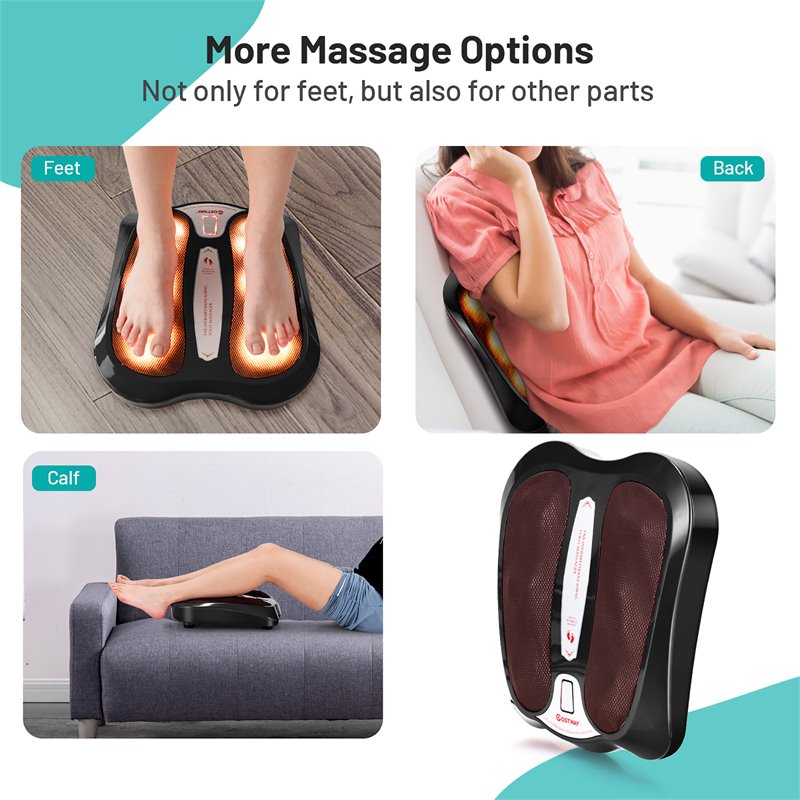 Costway Contemporary Plastic Foot Massager with Rotating Massage Heads in Black