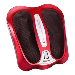 Costway Contemporary Plastic Foot Massager with Rotating Massage Heads in Red