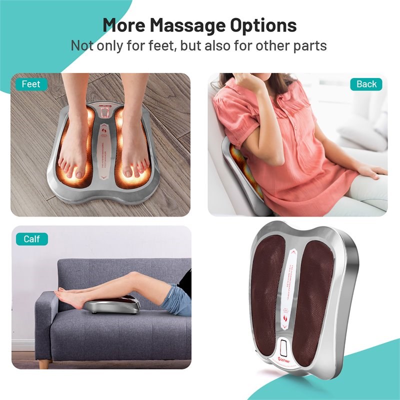 Costway Contemporary Plastic Foot Massager with Rotating Massage Heads in Silver