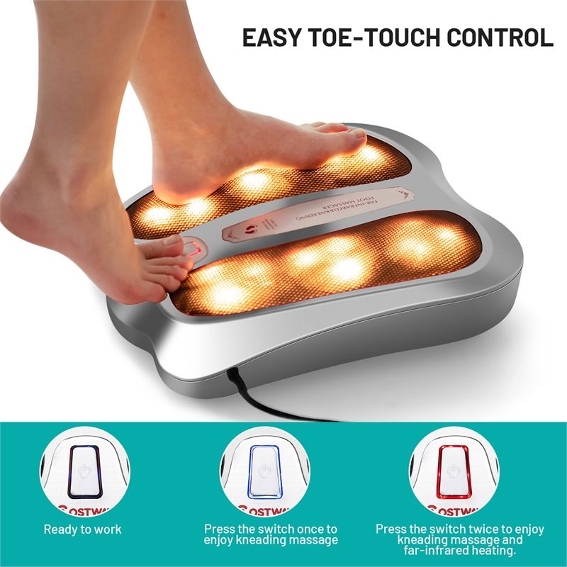 Costway Contemporary Plastic Foot Massager with Rotating Massage Heads in Silver