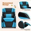 Costway Headrest & Footrest PU Leather Kids Youth Gaming Sofa Recliner in Blue