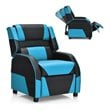 Costway Headrest & Footrest PU Leather Kids Youth Gaming Sofa Recliner in Blue
