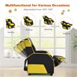 Costway Headrest & Footrest PU Leather Kids Youth Gaming Sofa Recliner in Yellow
