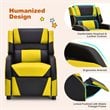 Costway Headrest & Footrest PU Leather Kids Youth Gaming Sofa Recliner in Yellow