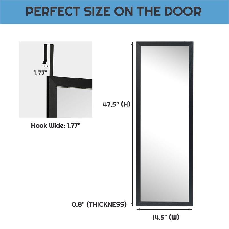 Costway Full Length Wall Mounted Decor Wood Frame Hanging Door Mirror in Black