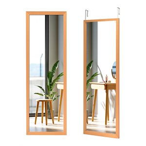 costway full length wall mounted decor wood frame hanging door mirror in gold