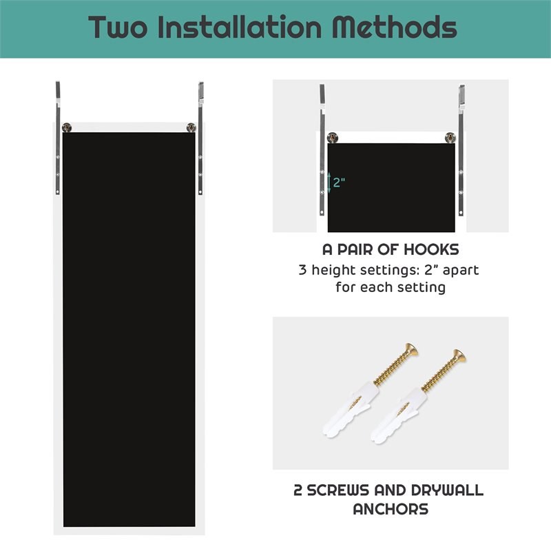 Costway Full Length Wall Mounted Decor Wood Frame Hanging Door Mirror in White