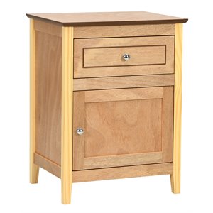 Costway Contemporary MDF and Pine Wood Nightstand with Drawer in Natural