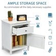 Costway Contemporary MDF and Pine Wood Nightstand with Drawer in White