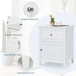 Costway Contemporary MDF and Pine Wood Nightstand with Drawer in White