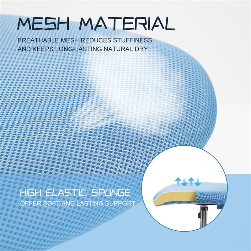 Costway Sponge Adjustable Mid Back Swivel Armless Office Chair in Blue