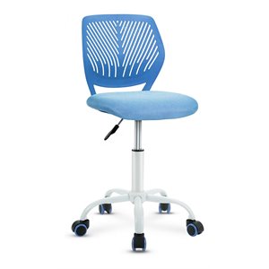 Costway Sponge Adjustable Mid Back Swivel Armless Office Chair in Blue
