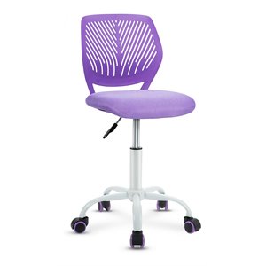 Costway Sponge Adjustable Mid Back Swivel Armless Office Chair in Purple