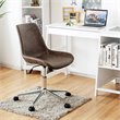 Costway PU Sponge and Steel Adjustable Mid Back Armless Office Chair in Brown
