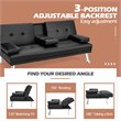 Costway Cup Holders/Armrests Leather Convertible Folding Futon Sofa Bed in Black