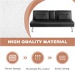 Costway Cup Holders/Armrests Leather Convertible Folding Futon Sofa Bed in Black