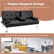 Costway Cup Holders/Armrests Leather Convertible Folding Futon Sofa Bed in Black