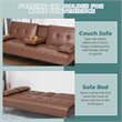 Costway Cup Holders/Armrests Leather Convertible Folding Futon Sofa Bed in Brown