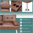 Costway Cup Holders/Armrests Leather Convertible Folding Futon Sofa Bed in Brown