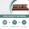 Costway Cup Holders/Armrests Leather Convertible Folding Futon Sofa Bed in Brown