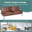Costway Cup Holders/Armrests Leather Convertible Folding Futon Sofa Bed in Brown