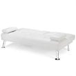 Costway Cup Holders/Armrests Leather Convertible Folding Futon Sofa Bed in White