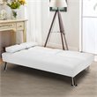 Costway Cup Holders/Armrests Leather Convertible Folding Futon Sofa Bed in White