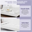 Costway Cup Holders/Armrests Leather Convertible Folding Futon Sofa Bed in White