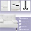 Costway Cup Holders/Armrests Leather Convertible Folding Futon Sofa Bed in White