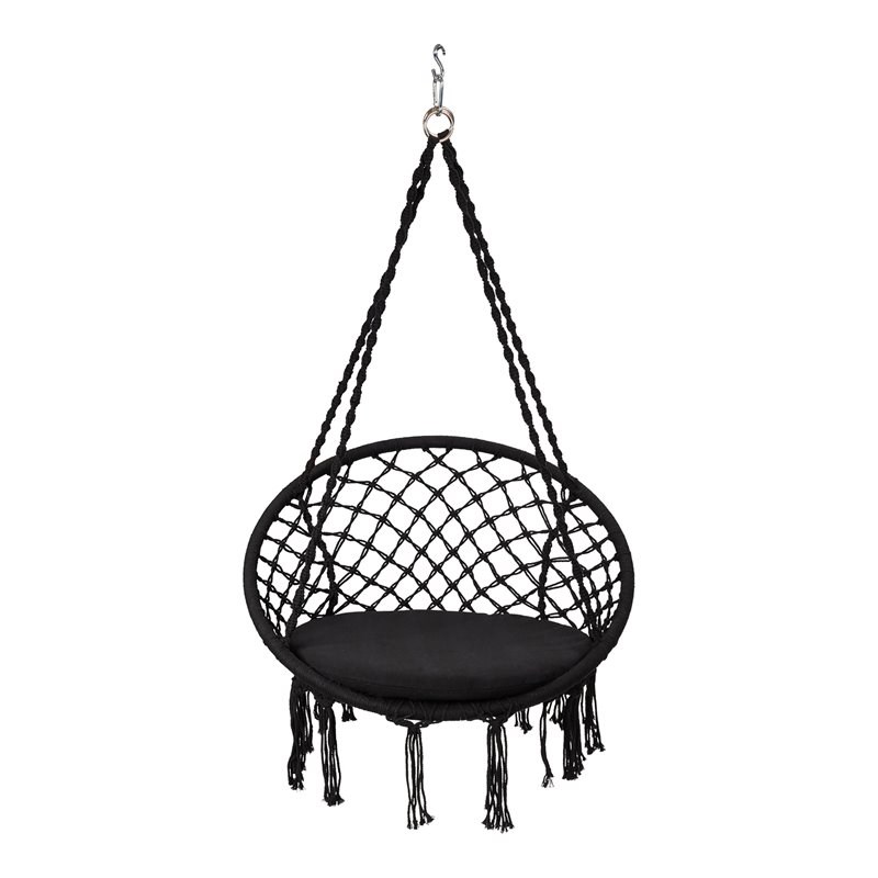 Costway Contemporary Steel Polyester and Cotton Hammock Chair in Black