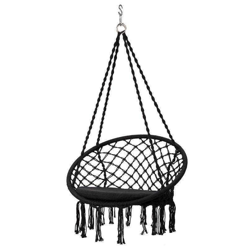 Costway Contemporary Steel Polyester and Cotton Hammock Chair in Black