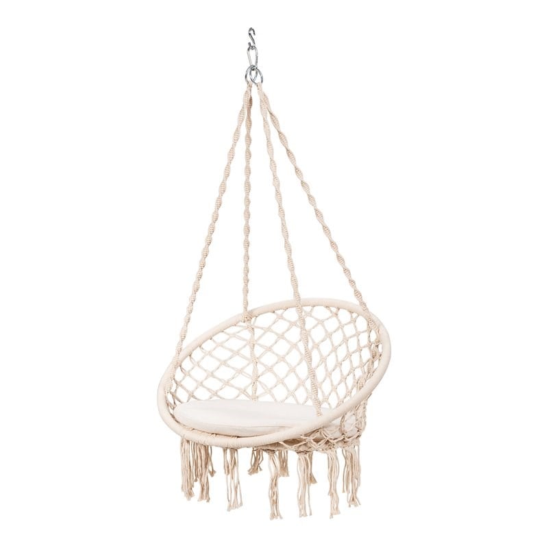 Costway Contemporary Steel Polyester and Cotton Hammock Chair in Beige