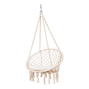 Costway Contemporary Steel Polyester and Cotton Hammock Chair in Beige