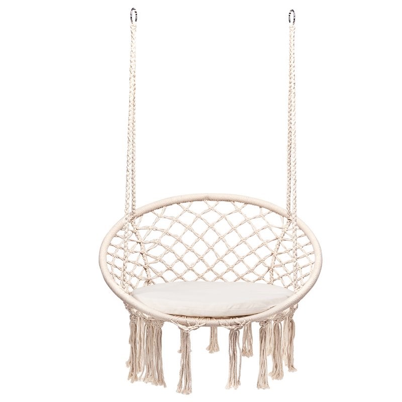 Costway Contemporary Steel Polyester and Cotton Hammock Chair in Beige