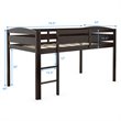Costway Twin Low Loft Bunk Junior Bed with Wooden Guard Rail Ladder in Espresso