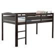 Costway Twin Low Loft Bunk Junior Bed with Wooden Guard Rail Ladder in Espresso