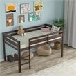 Costway Twin Low Loft Bunk Junior Bed with Wooden Guard Rail Ladder in Espresso