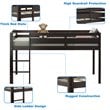 Costway Twin Low Loft Bunk Junior Bed with Wooden Guard Rail Ladder in Espresso